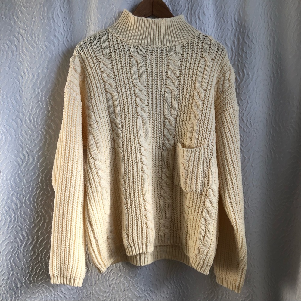 Vintage Essentials Chunky Neutral Tone Turtleneck Knit Sweater Women's Large - Picture 1 of 12